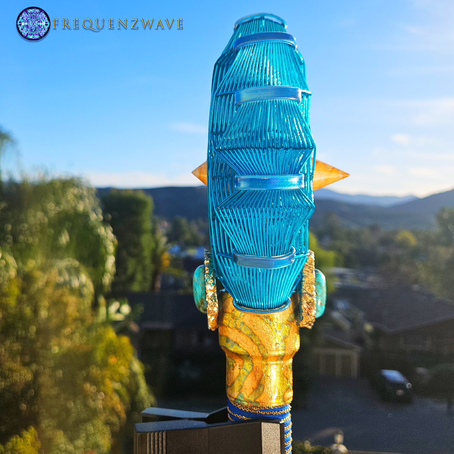 FrequenzWand Blue With Golden Healer Quartz Crystal! (Upgrade for Pro or Ultimate Package)
