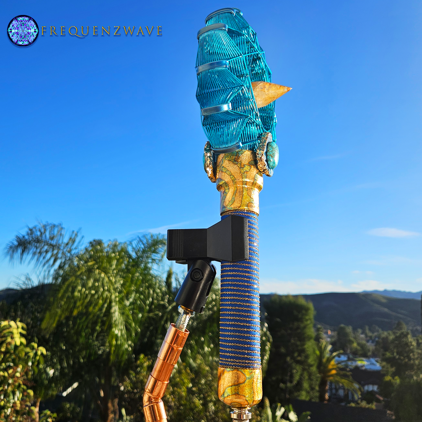 FrequenzWand Blue With Golden Healer Quartz Crystal! (Upgrade for Pro or Ultimate Package)